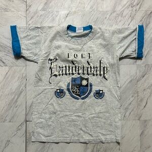 vintage Fort Lauderdale t-shirt trim on the sleeves and neckline